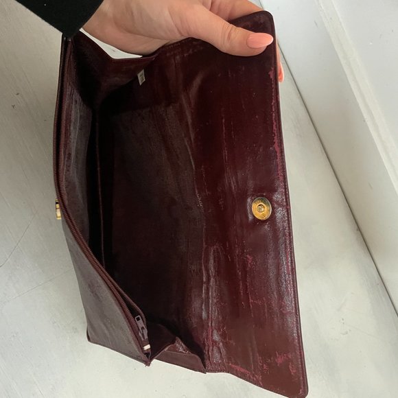 Christian Dior Vintage Red Leather Clutch With Gold Tone Hardware - Picture 6 of 10